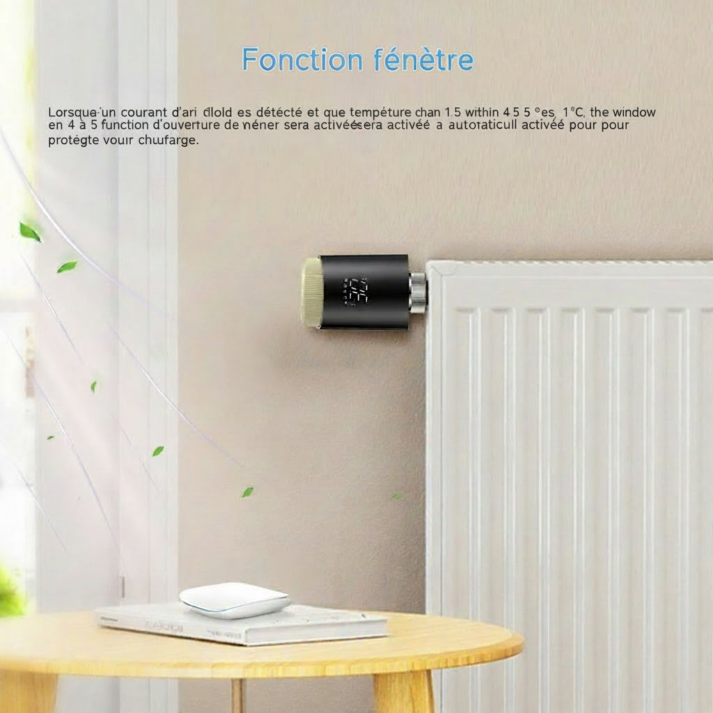 Vanne thermostatique connectée WiFi – contrôle à distance par smartphone, compatible Alexa & Google Home