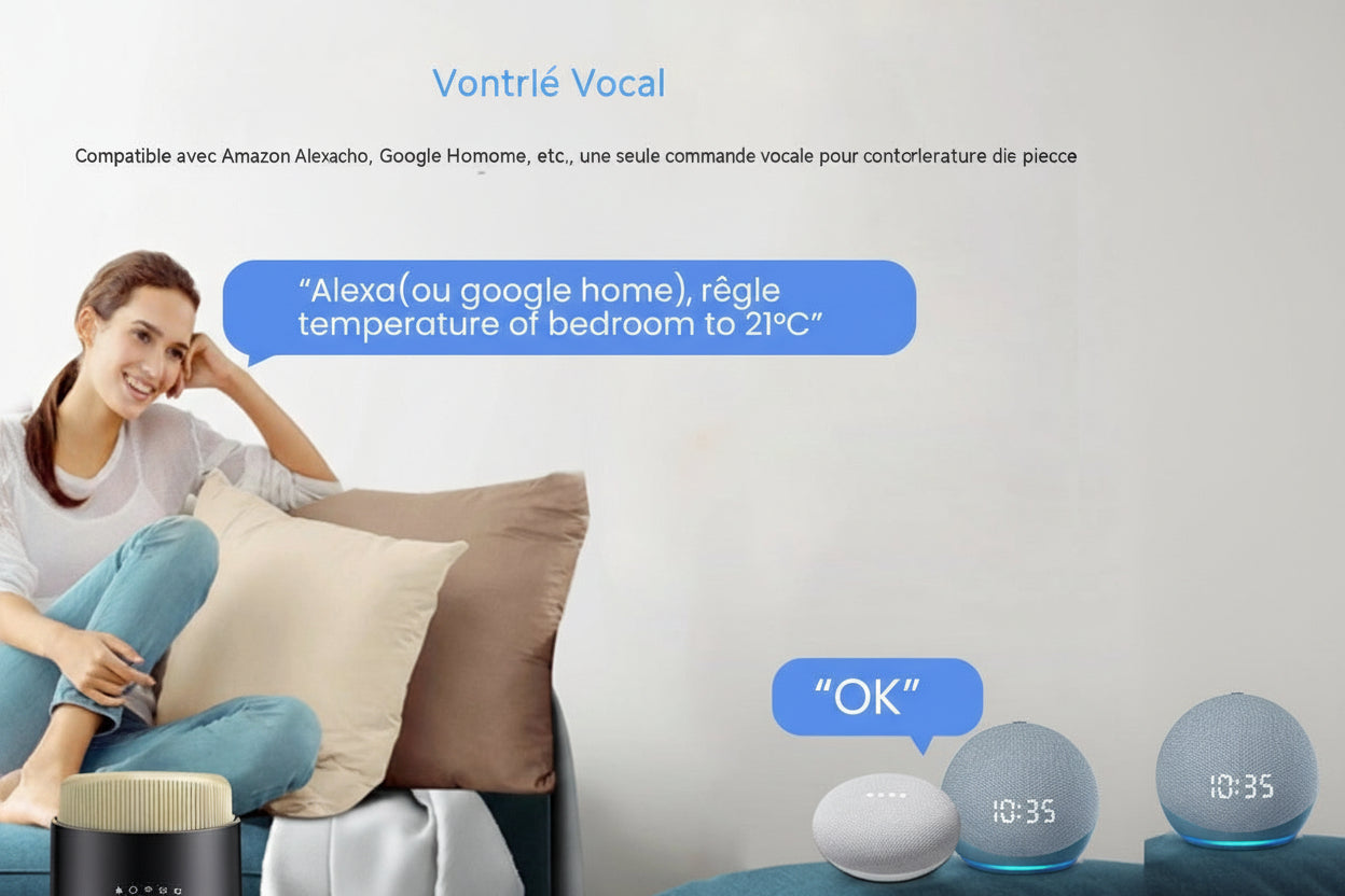 Vanne thermostatique connectée WiFi – contrôle à distance par smartphone, compatible Alexa & Google Home